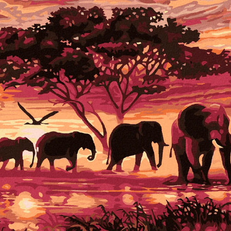 Pictură pe numere - Elefanți