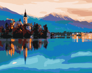 Goblen cu diamante - LACUL BLED DIN SLOVENIA