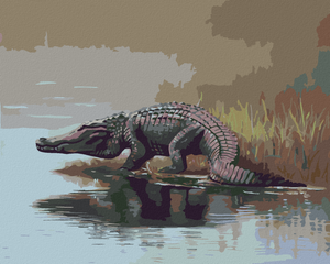 Goblen cu diamante - ALIGATOR SĂRIND ÎN APĂ (D. RUSTY RUST)