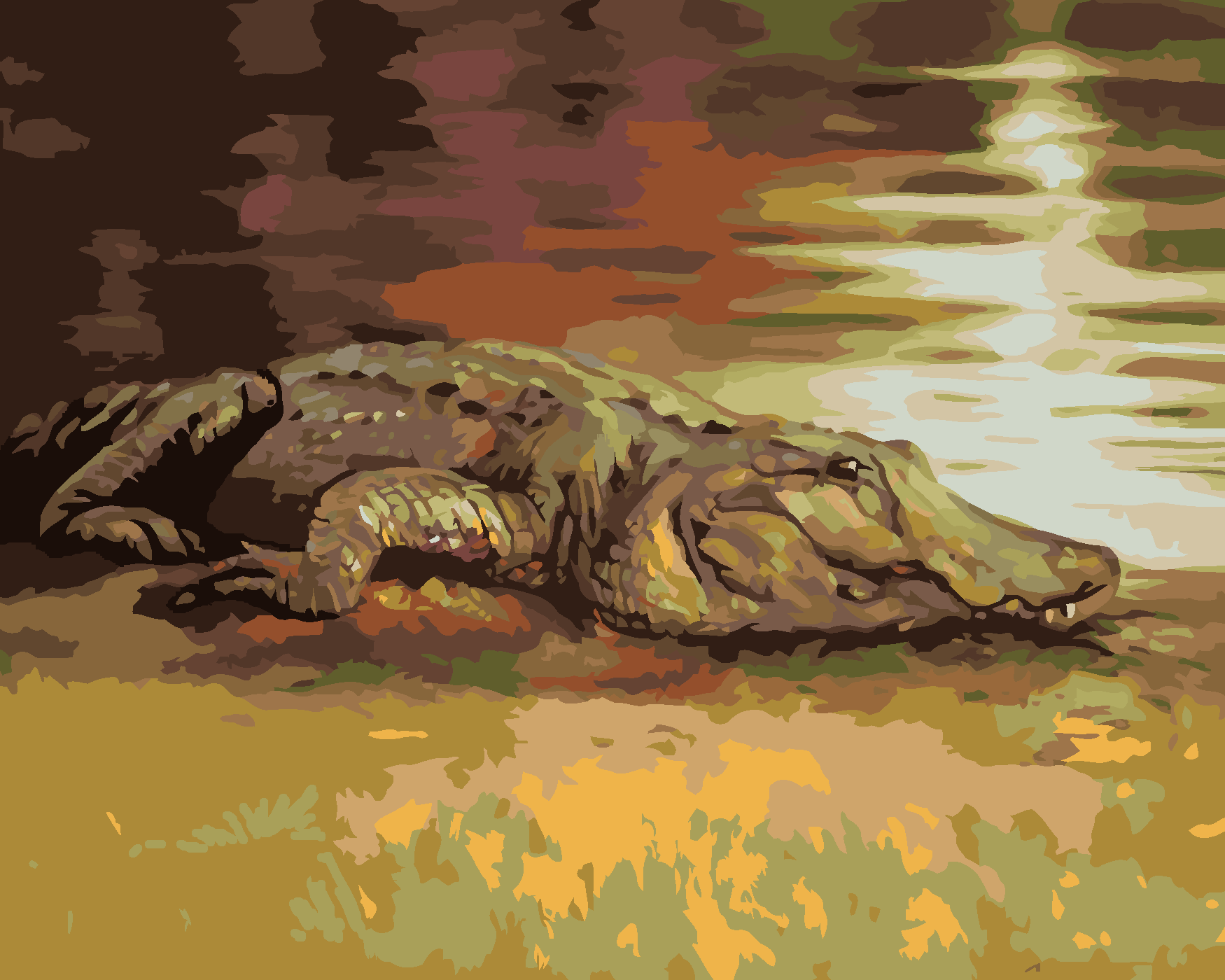 Rust Aligator Pictură pe numere - ALIGATOR LA MAL (D. RUSTY RUST) – ZUTY RO