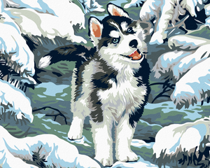 Goblen cu diamante - PUI DE HUSKY