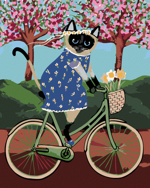 Goblen cu diamante - PISICA PE BICICLETĂ