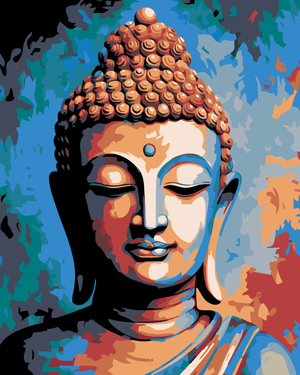 Pictură pe numere - PORTRET CU BUDDHA ÎN MAI MULTE CULORI