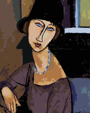 Goblen cu diamante - Jeanne Hébuterne purtând o pălărie și un lanț (AMEDEO MODIGLIANI)