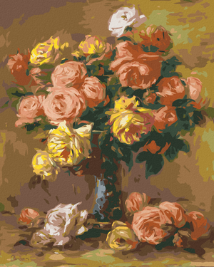 Goblen cu diamante - Trandafiri în Vaze (PIERRE-AUGUSTE RENOIR)