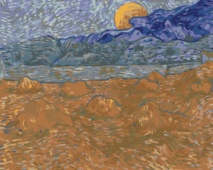 Goblen cu diamante - Peisaj cu snopi de grâu și răsăritul lunii (VINCENT VAN GOGH)