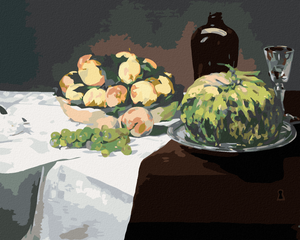 Goblen cu diamante - NATURĂ STATICĂ, PEPENE ȘI PIERSICI (ÉDOUARD MANET)