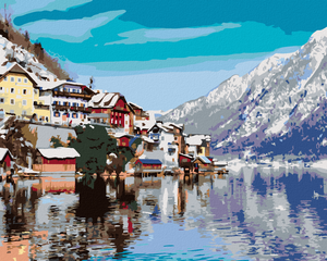 Goblen cu diamante - HALLSTATT DIN ALPI