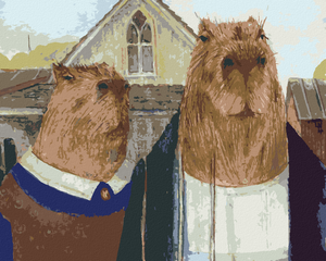 Goblen cu diamante - FAMILIE AMERICANA CAPIBARA