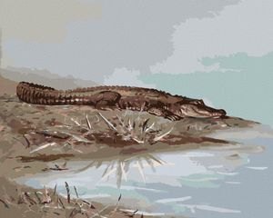 Goblen cu diamante - ALIGATOR PE MAL (D. RUSTY RUST)