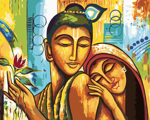 Goblen cu diamante - BUDDHA CU O FEMEIE