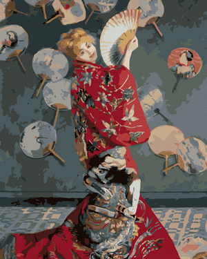 Goblen cu diamante - CAMILLE MONET ÎN COSTUM JAPONEZ (CLAUDE MONET)
