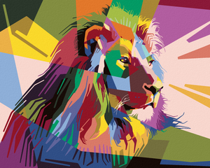 Goblen cu diamante - PORTRET LEU, STIL POP-ART
