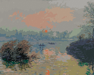 Goblen cu diamante - Apus de soare pe Sena la Lavacourt (CLAUDE MONET)